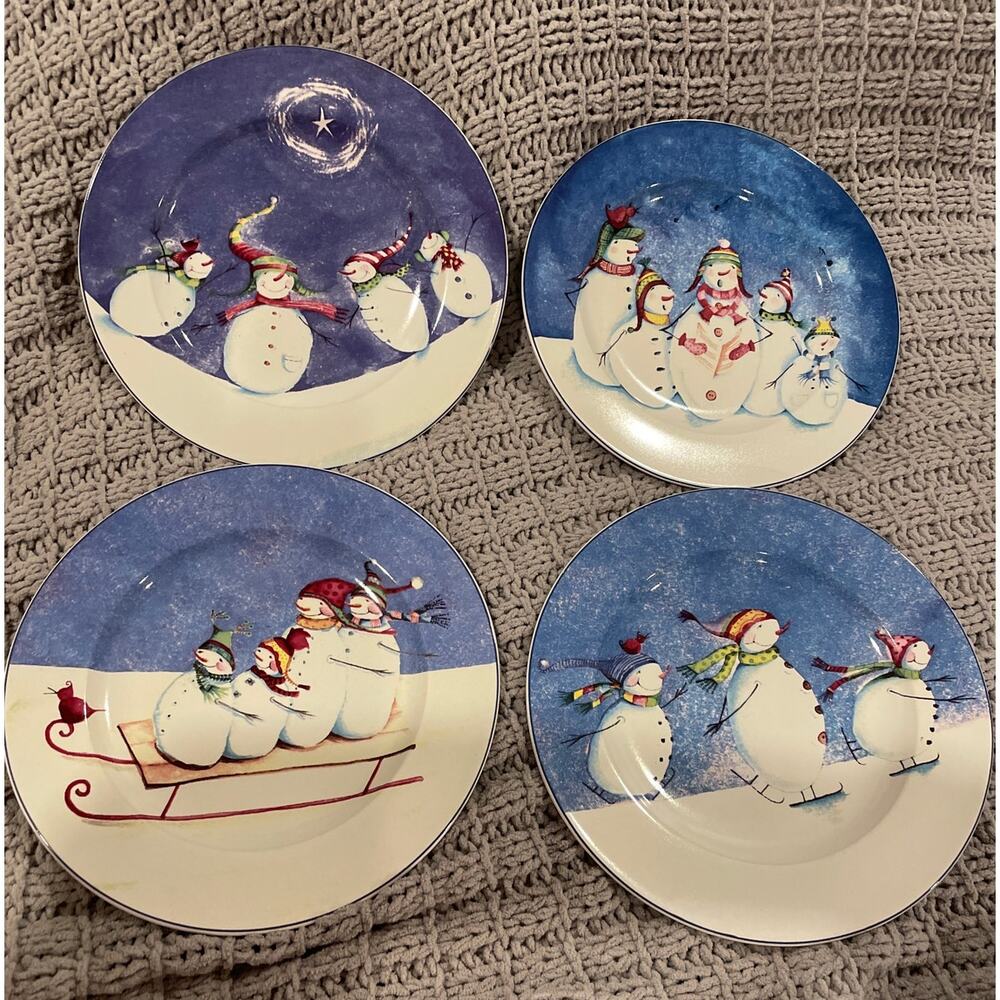 Oneida Snow Family Fun Salad Plates Set Of 4